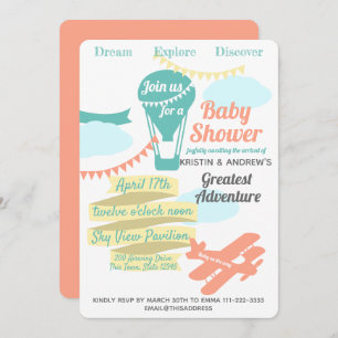 Convites Balão de ar quente e avião da Adventure excelente