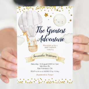 Convites Balão de ar quente o maior chá de fraldas de ave