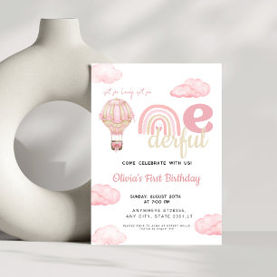 Convites Balão de Ar Quente Rosa Não É Maravilhoso Aniversá