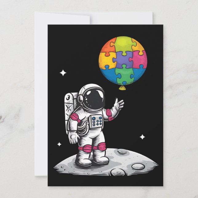 Convites Balão de Astronauta Autista Espaço Conscientização (Frente)