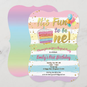 Convites Balão de bolo do 1º primeiro aniversario do Rain