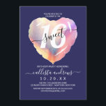 Convites Balão de Coração de Folha Iridescente marinho Azul<br><div class="desc">Este convite de aniversário giro, moderno e fofo, 16 é perfeito para a moça da moda e na moda. Apresenta um balão cardíaco holográfico azul iridescente, cor-de-rosa, roxo e cor-de-rosa, com um grande "16" sobre um simples fundo azul-marinho. É um design elegante, legal, bonito e divertido! ***NOTA DE DESIGN IMPORTANTE:...</div>