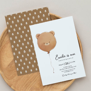 Convites Balão de Urso Menino Mínimo Aniversário