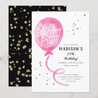Balão Dourado Confetti, cor-de-água rosa