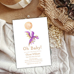 Convites Balão Fairytale Dragon Chá de fraldas