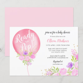 Convites Balão floral cor-de-rosa e bonito pronto para o ch