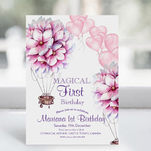 Convites Balão Flores - Festa de Meninos primeiros aniversa