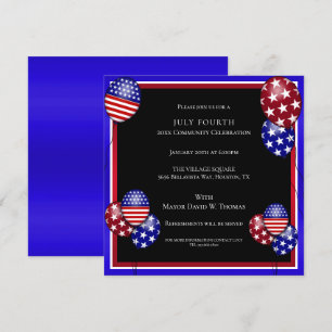 Convites Balão Patriótico Decorado 4 de Julho