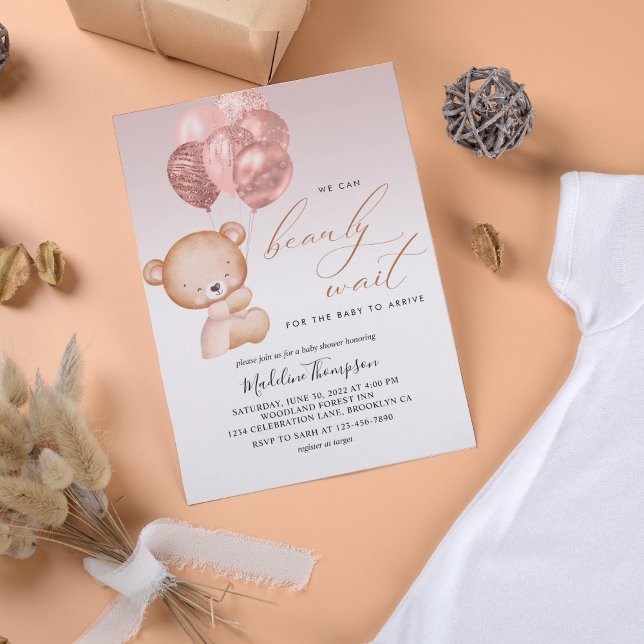 Convites Balão Rosa Bonito Que Podemos Brindar Chá de frald (Criador carregado)