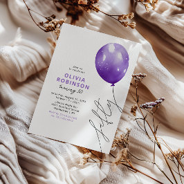 Convites Balão Roxo da Moda para Aniversário de 50 anos