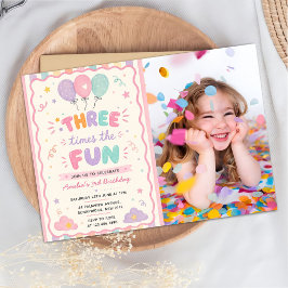 Convites Balão Três Vezes o Fun 3º Aniversário Foto