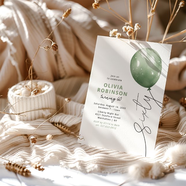 Convites Balão Verde da Moda para Aniversário de 60 anos (Criador carregado)