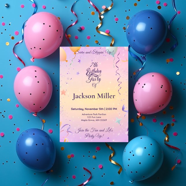 Convites Balão Whimsical Aniversário com a Ocupante (Criador carregado)