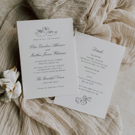 Convites Balas de Cisne Ilustradas Tudo em Um Casamento