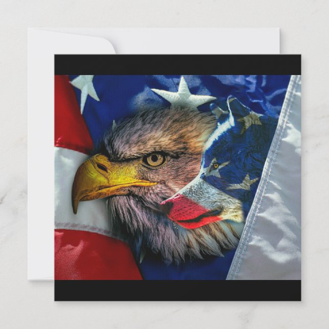 Convites Bald Eagle Wolf American Flag (Frente)