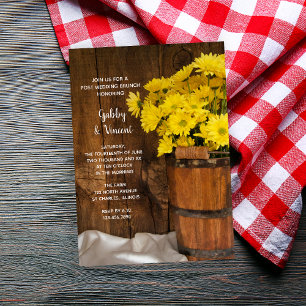 Convites Balde de Madeira Margaridas País Brunch Pós Casame