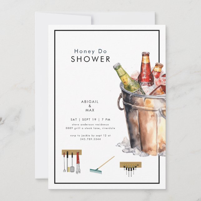 Convites Balde do Chá de casamento de Casais de mel de cerv (Frente)