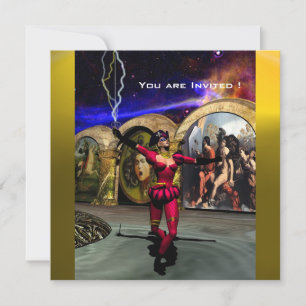 Convites BALÉ ANDROID,Ficha Científica Azul-Amarelo Verme