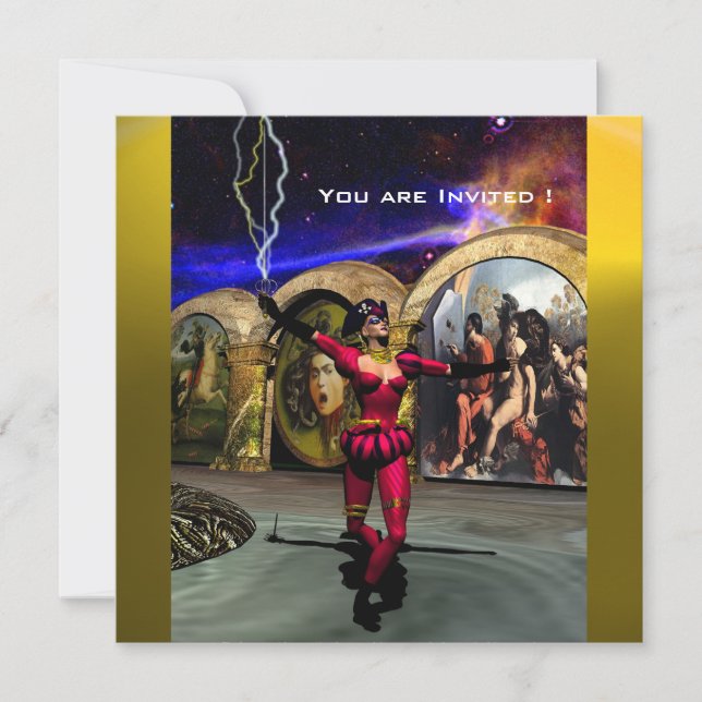 Convites BALÉ ANDROID,Ficha de Ciência Azul Amarelo Vermelh (Frente)