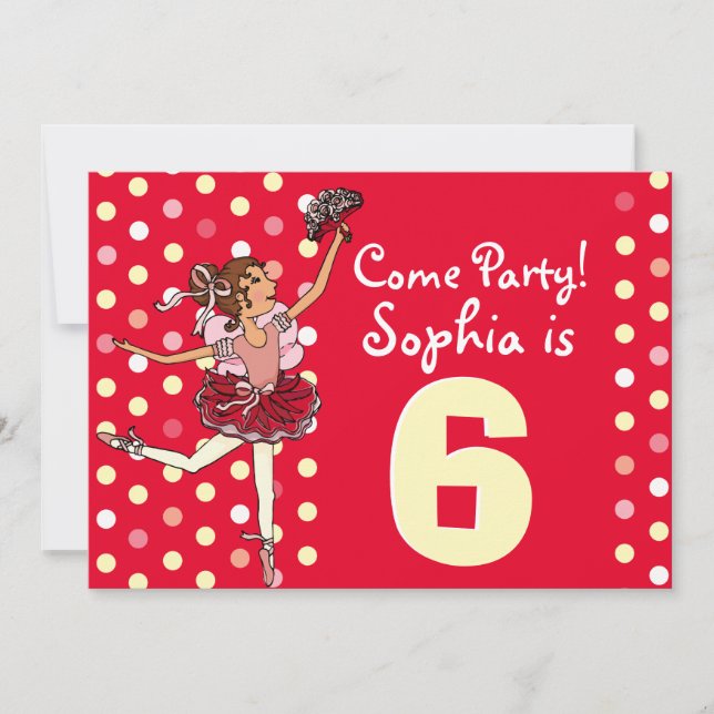 Convites Balé crianças festas amarelas (Frente)