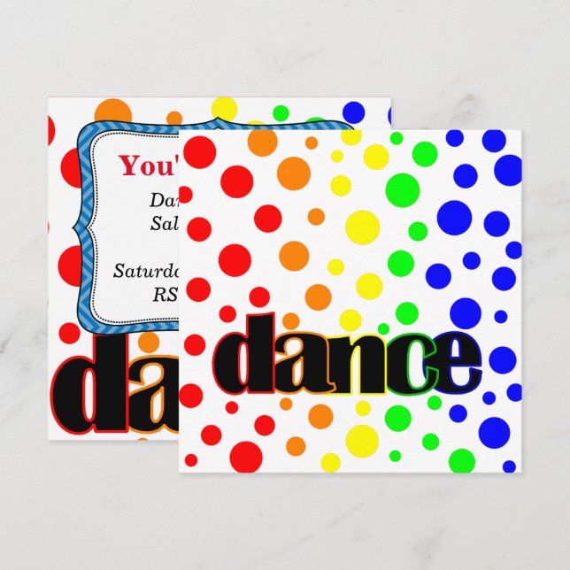 Convites Balé de aniversário/Convite de festas de dança (Frente/Verso)