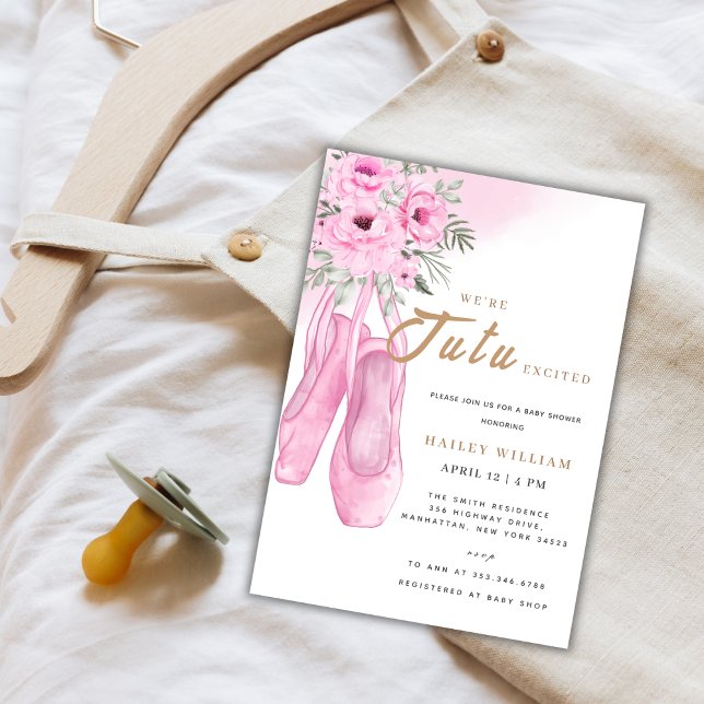 Convites Balé Elegante Tu Ballerina Chá de fraldas Garota (Elegant TuTu Ballerina Ballet Girl Baby Shower Invitation)