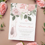 Convites Balé Floral Rosa Bat Mitzvah<br><div class="desc">Este elegante balé Bat Mitzvah convite certamente impressiona! Lindas flores rosa-rosa e calçados com pontas de balé decoram este convite único. Personalize facilmente o seu dia especial!</div>