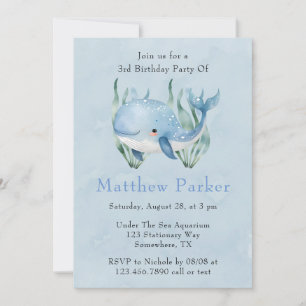 Convites Baleia Azul Sob A Festa de aniversário Do Garoto D