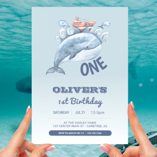 Convites Baleia Azul Um Menino 1º Aniversário