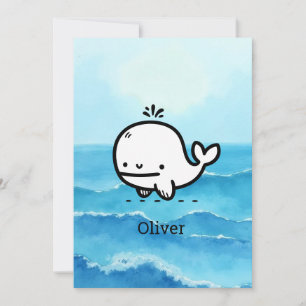 Convites Baleia-Bebê Adorável - Arte da Criatura do Mar de