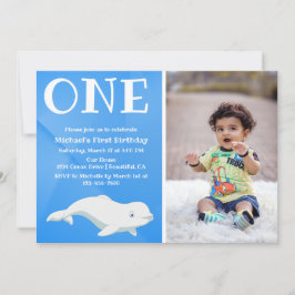 Convites Baleia Beluga Foto do Oceano Ártico Primeiro Anive