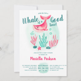 Convites Baleia-branca sob o chá de fraldas de aquarela