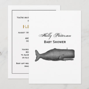 Convites Baleia do século XIX Desenho de Vintage N