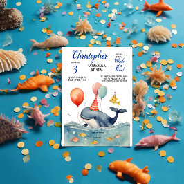 Convites Baleia Fofa de Aniversário do Time Boy