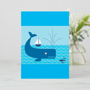 Convites Baleia Náutica e Barco à Vela Mar Azul Oceano