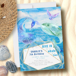 Convites Baleia Oceânica de Aquarela Qualquer Idade Anivers