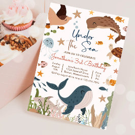 Convites Baleia Tubarão Tartaruga Vida Marinha Aniversário 