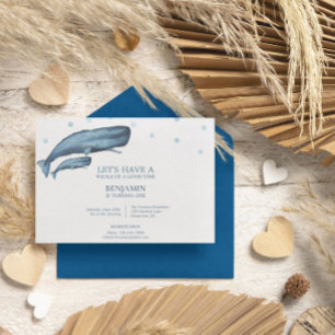 Convites Baleias Aquarelas Ocean Kid Birthday