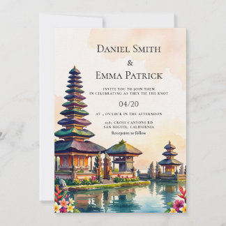 Convites Bali Indonésia Vista Casamento Destino
