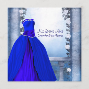 Convites Ball Gown Royal Marinho Blue Rosa Quinceanera