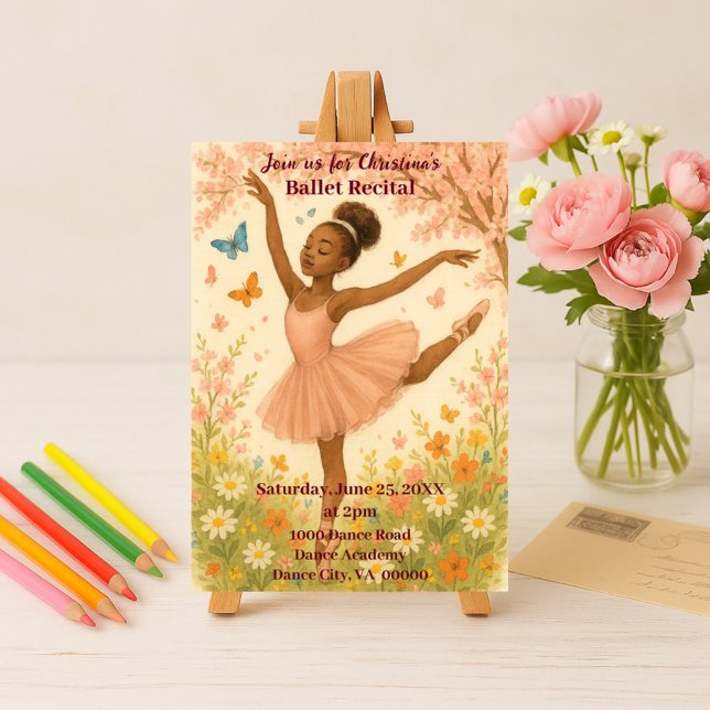 Convites Ballerina Afro-Americana no Bloom Dance Consideran (Criador carregado)