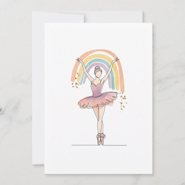 Convites ballerina and rainbow (Frente)