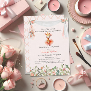 Convites Ballerina Baby Girl Chá Tutu Elegante Girafa