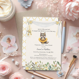 Convites Ballerina Baby Girl Chá Tutu Lobo Animado