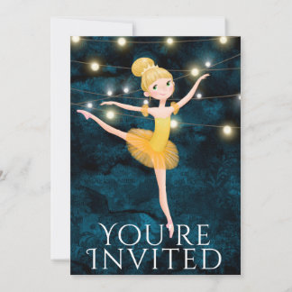 Convites Ballerina balé Azul e Amarelo Aniversário