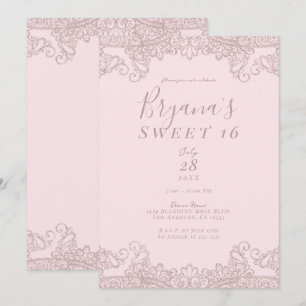 Convites Ballerina Bege Rosa Brilho Renda Festa Doce 16