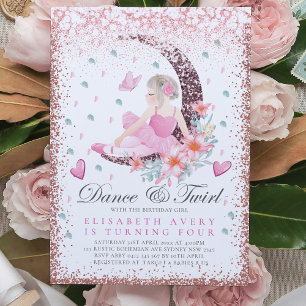 Convites Ballerina Birthday Moon Dance & Twirl