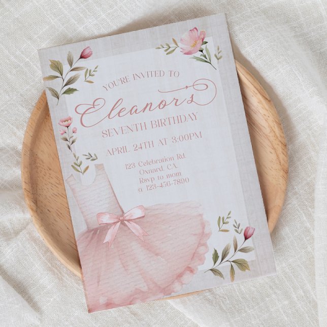 Convites Ballerina Birthday, Tutu, Pink Tutu, Rapariga Aniv (Criador carregado)