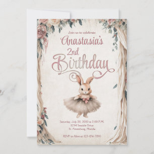 Convites Ballerina Bunny Girl Birthday