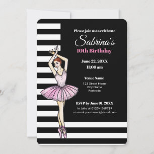 Convites Ballerina com vestidos cor-de-rosa e Calçados de 